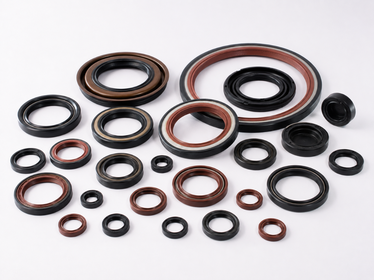 Rotary oil seals in nitrile and fluoroelastomer, a range of diameters