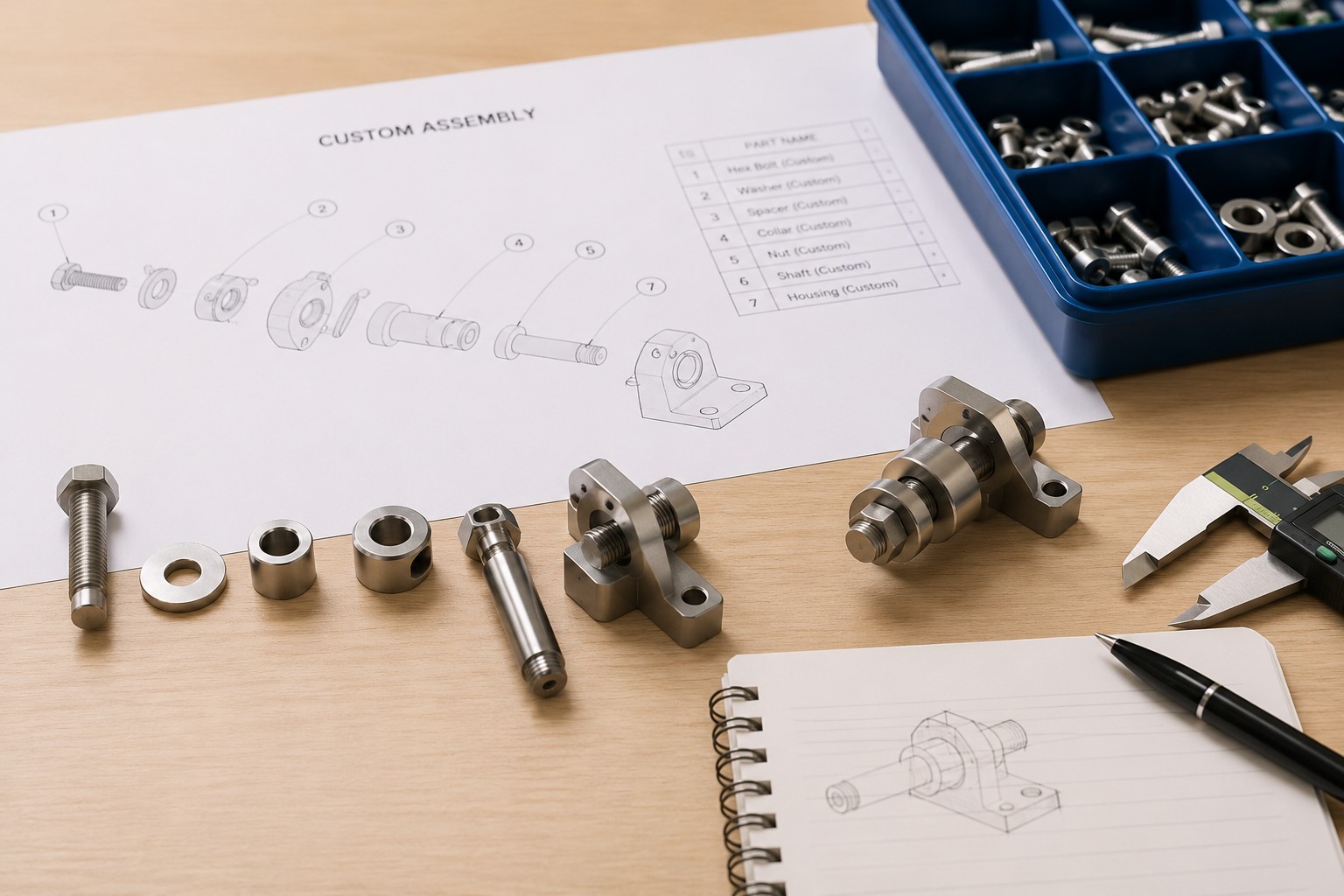 Custom assembly components and drawing
