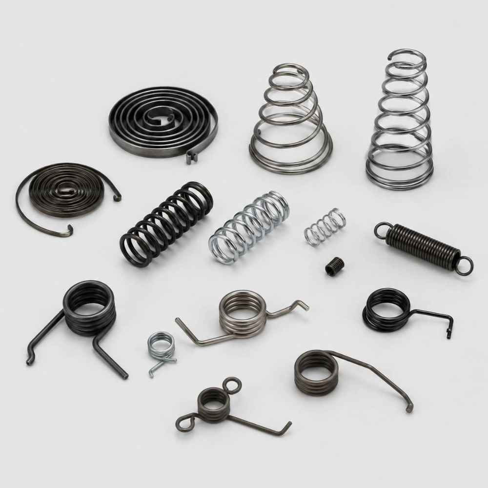 Springs — compression, torsion and conical